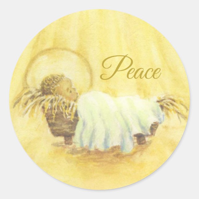 Weihnachts-Sticker Jesus in Gefahr Runder Aufkleber (Vorderseite)