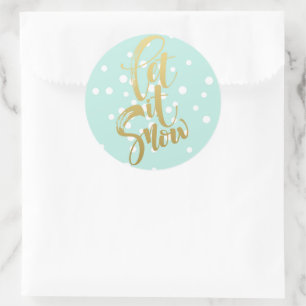 Weihnachts-Sticker-Let it Snow Classic Round Stick Runder Aufkleber