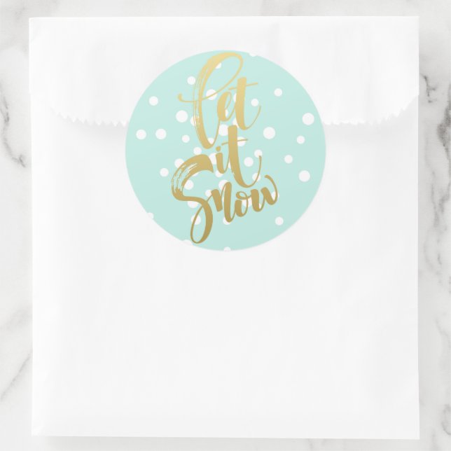 Weihnachts-Sticker-Let it Snow Classic Round Stick Runder Aufkleber (Tasche)