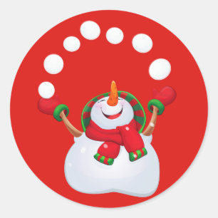 Weihnachts-Stickers-Snowman Runder Aufkleber