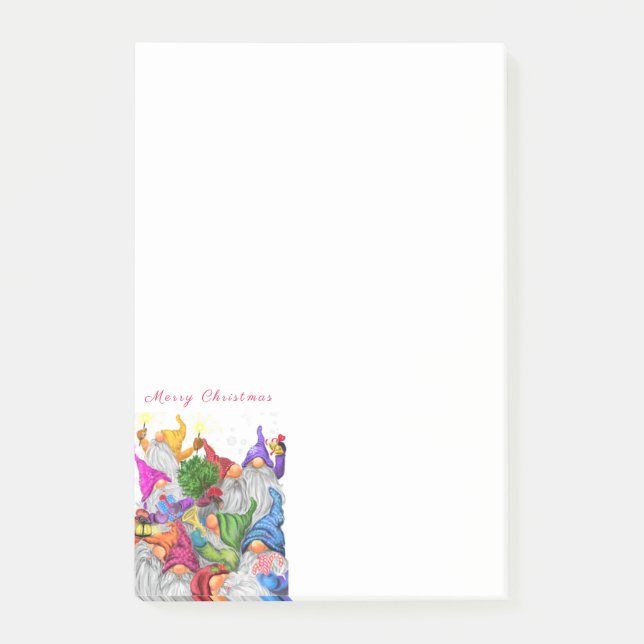 Weihnachts-Sticky Notes mit Happy Gnomes Party Post-it Klebezettel (Vorderseite)