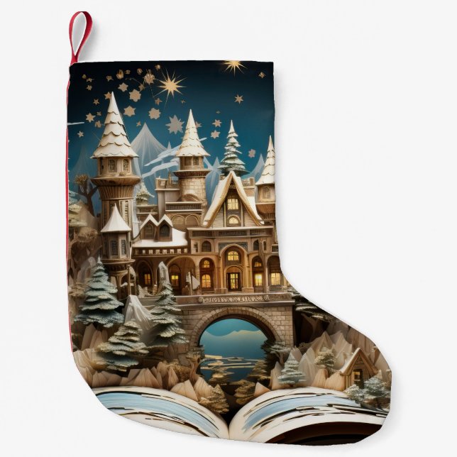 Weihnachts-Storybook Burg Pop-Up Wunderland Kleiner Weihnachtsstrumpf (Vorderseite)