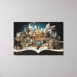 Weihnachts-Storybook Burg Pop-Up Wunderland Leinwanddruck