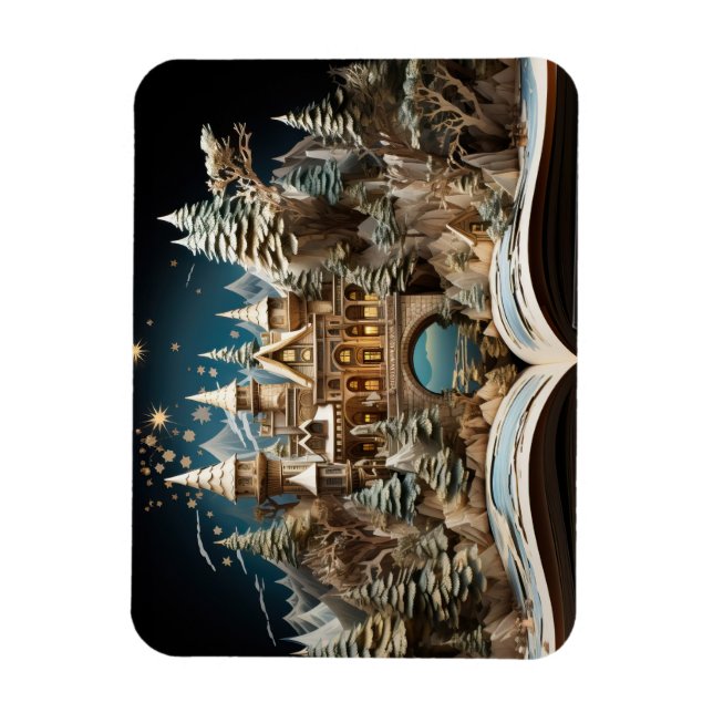 Weihnachts-Storybook Burg Pop-Up Wunderland Magnet (Vertikal)