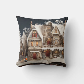 Weihnachts Storybook Manor mit Kind & Hund Kissen