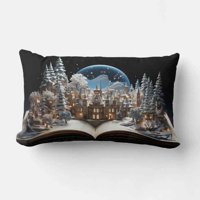 Weihnachts-Storybook Snow-Globe Village Lendenkissen (Vorderseite)