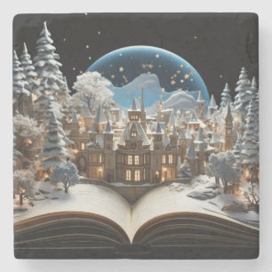 Weihnachts-Storybook Snow-Globe Village Steinuntersetzer
