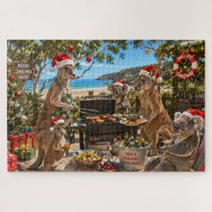 Weihnachts-Strand-Grillfest mit Kängurus und Koala