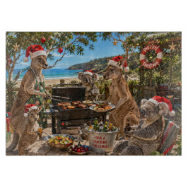 Weihnachts-Strand-Grillfest mit Kängurus und Koala Schneidebrett