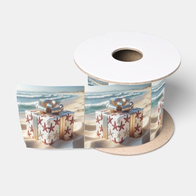 Weihnachts-Strandgeschenk mit Starfish Satinband (Spule)