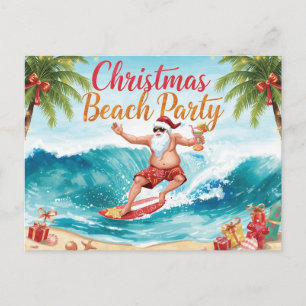 Weihnachts-Strandparty – Tropischer Santa beim Sur Einladungspostkarte