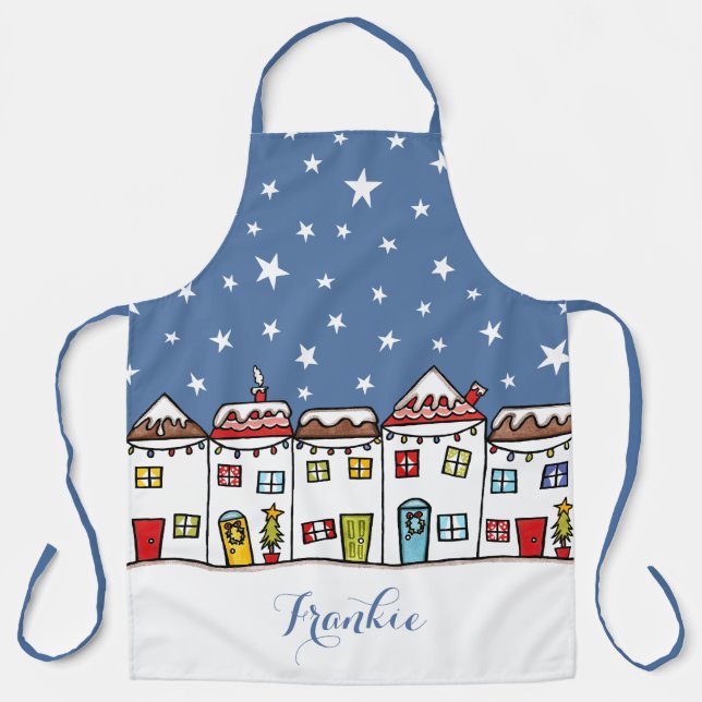 Weihnachts-Street-Snow-Szene Schürze (Vorderseite)