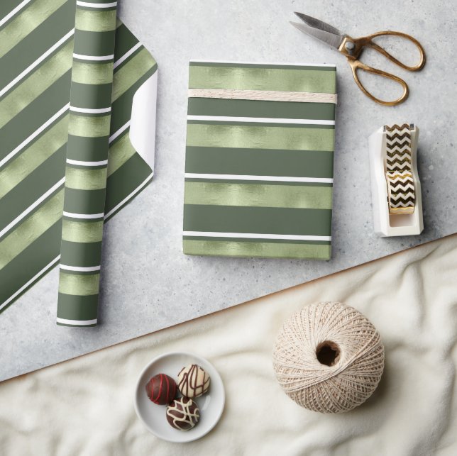 Weihnachts-Streifen Muster grün/weiß ID862 Geschenkpapier (Kunsthandwerk)