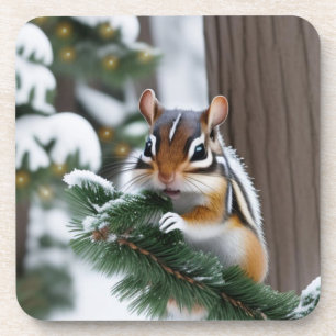 Weihnachts-Streifenhörnchen-Kunststoff-Untersetzer Getränkeuntersetzer