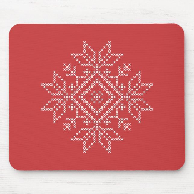 Weihnachts Strickkunst Schneeflocken saisonale Mousepad (Vorne)