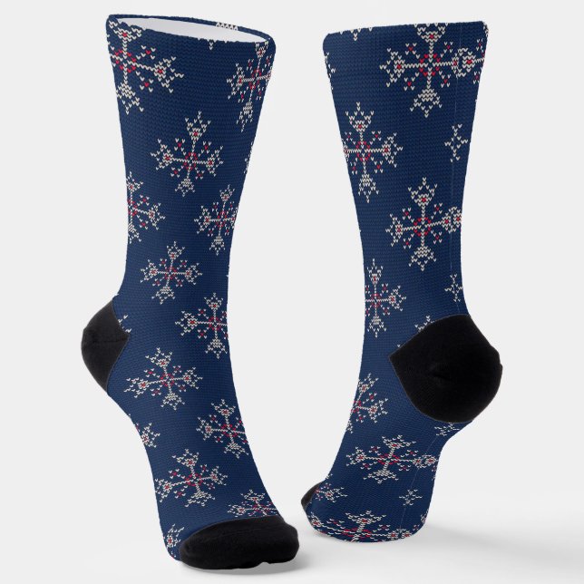 Weihnachts-Strickmuster Navy Socken (Gewinkelt)