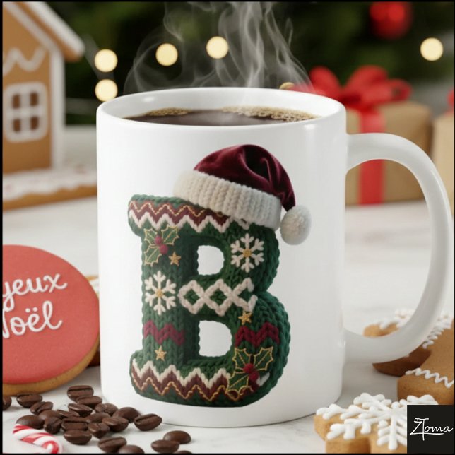 Weihnachts-Strickpullover Buchstabe B Weihnachtsma Kaffeetasse (Von Creator hochgeladen)