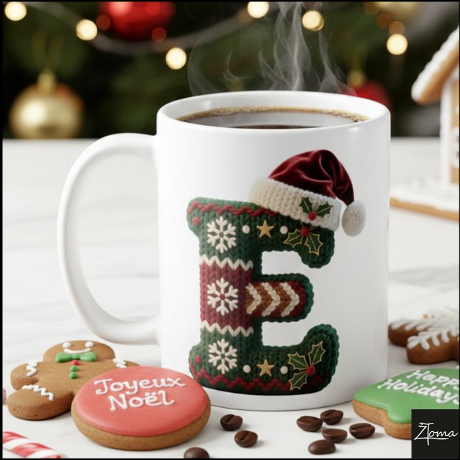 Weihnachts-Strickpullover Buchstabe E Weihnachtsma Kaffeetasse (Von Creator hochgeladen)