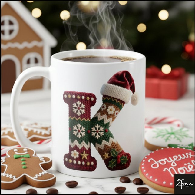 Weihnachts-Strickpullover Buchstabe K Weihnachtsma Kaffeetasse (Von Creator hochgeladen)