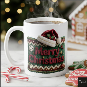 Weihnachts-Strickpullover Frohe Weihnachten Santa Kaffeetasse