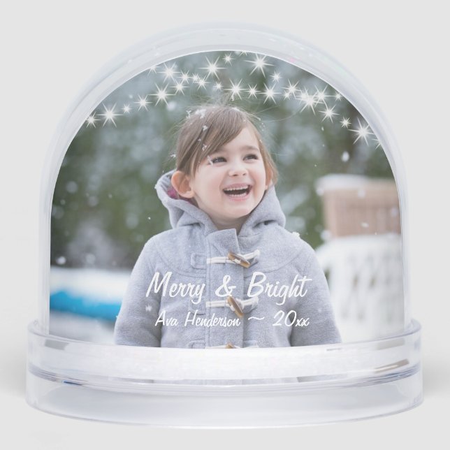 Weihnachts-String-Lights-Foto Urlaub Schneekugeln (Vorderseite)