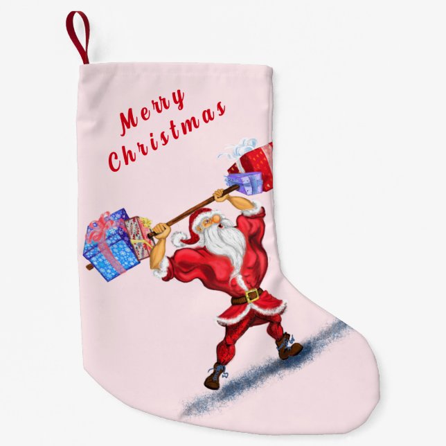 Weihnachts-Strumpf Bodybuilder Santa Gift Kleiner Weihnachtsstrumpf (Vorderseite)