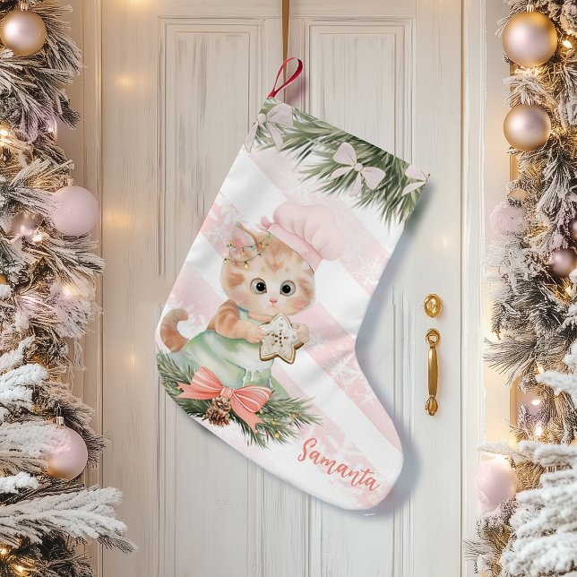 Weihnachts-Strumpf-Cookies Katze Kleiner Weihnachtsstrumpf (cute cat children’s Christmas stocking featuring an adorable kitten design in a festive holiday styl)