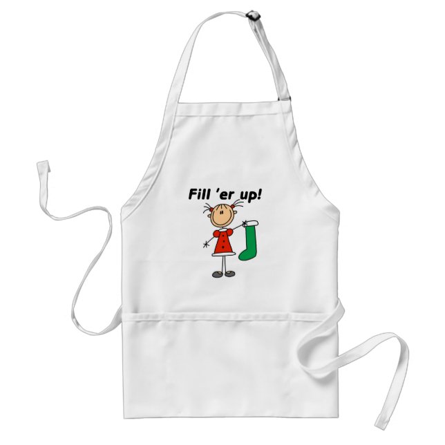 Weihnachts-Strumpf füllen 'er Up Tshirts und Gesch Schürze (Vorne)