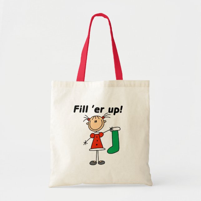 Weihnachts-Strumpf füllen 'er Up Tshirts und Gesch Tragetasche (Vorne)