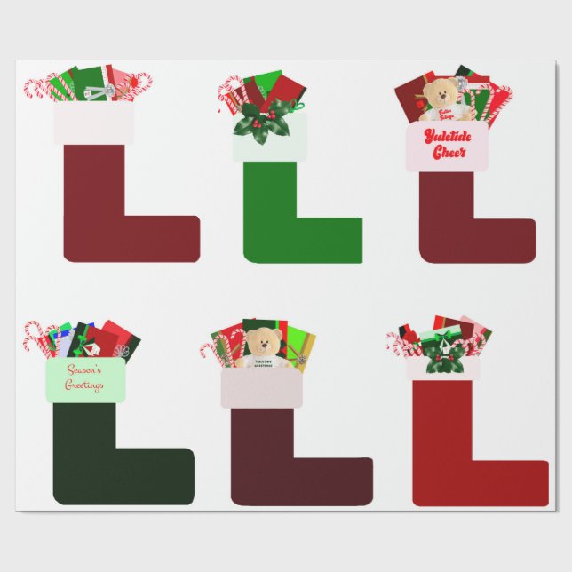Weihnachts-Strumpf Geschenkpapier (Flach)