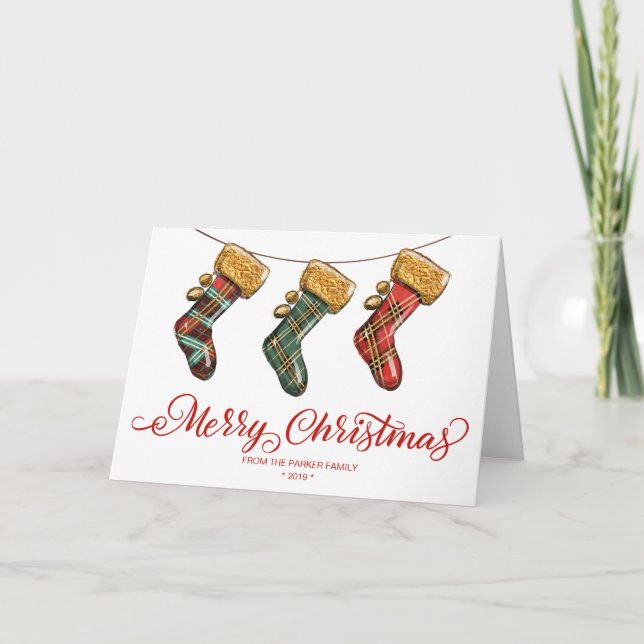 Weihnachts-Strumpf-Grußkarte Einladung (Vorderseite)