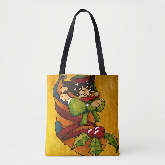 Weihnachts-Strumpf Kitty Cat v1 Tasche (Vorderseite)