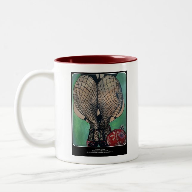"Weihnachts-Strumpf malen auf einem Zweifarbige Tasse (Links)