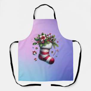 Weihnachts-Strumpf mit Geschenken und Süßspeisen Schürze
