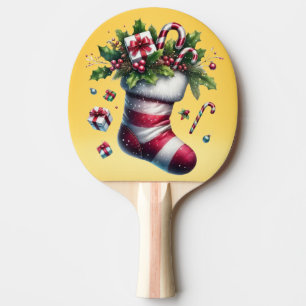 Weihnachts-Strumpf mit Geschenken und Süßspeisen Tischtennis Schläger