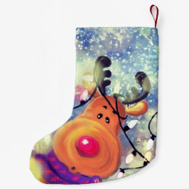 Weihnachts-Strumpf mit Happy Rentier Kleiner Weihnachtsstrumpf