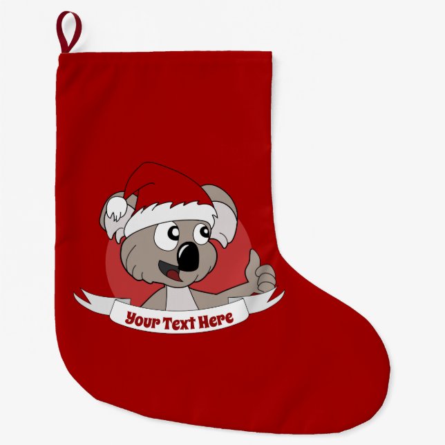 Weihnachts-Strumpf mit niedlichem Cartoon koala Großer Weihnachtsstrumpf (Vorderseite)