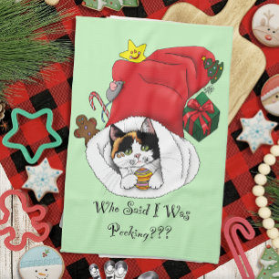 Weihnachts-Strumpf Niedlich Calico Kitten Geschirrtuch