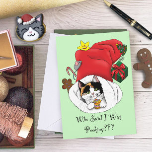 Weihnachts-Strumpf Niedlich Calico Kitten Karte