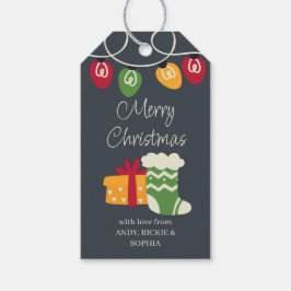 Weihnachts-Strumpf Präsent und Lichter Personalisi Geschenkanhänger