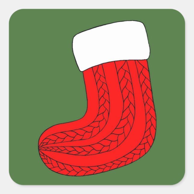 Weihnachts-Strumpf Quadratischer Aufkleber (Vorderseite)