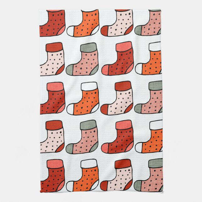 Weihnachts-Strumpf Red Geschirrtuch (Vertikal)