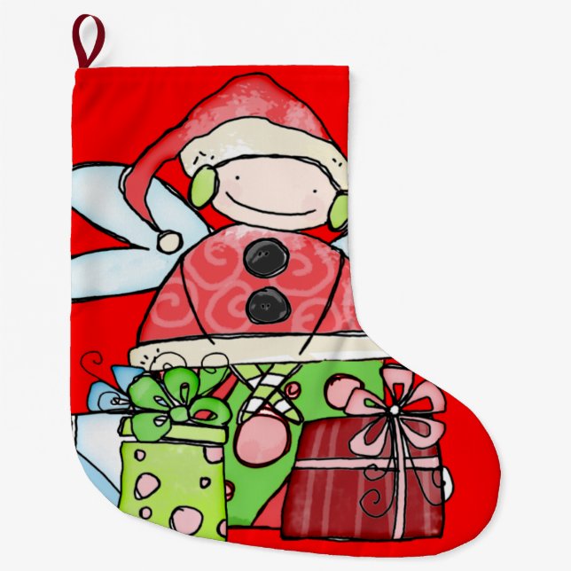Weihnachts-Strumpf, Santa Angel Red Großer Weihnachtsstrumpf (Vorderseite)