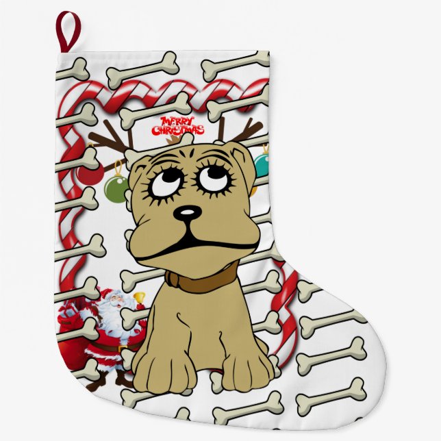 Weihnachts-Strumpf, Santa Dog Knochen Paws Großer Weihnachtsstrumpf (Vorderseite)