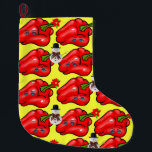 Weihnachts-Strumpf, Snowman Red Pepper Yellow Großer Weihnachtsstrumpf<br><div class="desc">Weihnachten Strumpf Dieser maßgeschneiderte Weihnachtsfest-Strumpf ist für die kleineren Geschenke des Weihnachtsmanns attraktiv. Etwas für alle,  Maria lurdis afonso,  https://www.zazzle.com/succeedinbeautybarb</div>