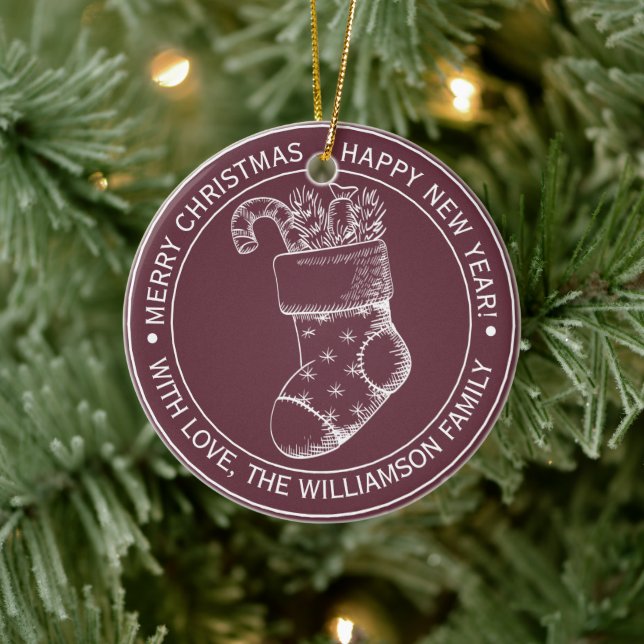 Weihnachts-Strumpf Weihnachten Urlaub wünscht Burg Keramik Ornament (Baum)