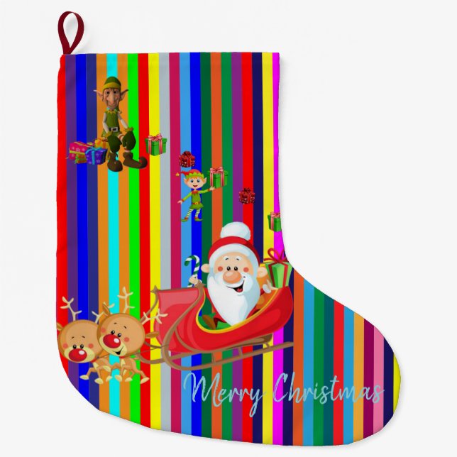 Weihnachts-Strumpf, Weihnachtself-Rentierstreich Großer Weihnachtsstrumpf (Vorderseite)