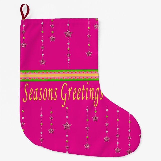 Weihnachts-Strumpf, Weihnachtsgrüße Rosa Großer Weihnachtsstrumpf (Vorderseite)