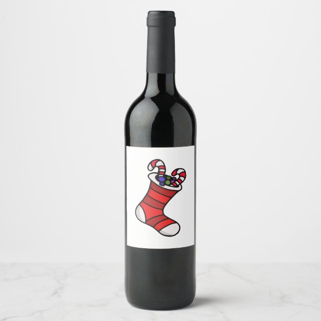 Weihnachts-Strumpf Weinetikett (Vorderseite)