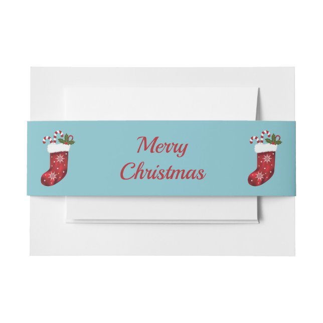 Weihnachts-Strümpfe auf Blue & Merry Weihnachtstex Einladungsbanderole (Vorderseite Beispiel)
